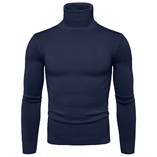 Herren Rollkragenshirt Langarm,Herren Longsleeve Rollkragenpullover Regular Fit Langarmshirts Rollkragen Pullover Baumwolle Sweatshirt Elastisch Einfarbig von Generisch