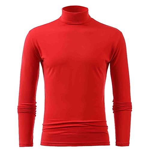 Herren Rollkragenshirt Langarm,Herren Longsleeve Rollkragenpullover Regular Fit Langarmshirts Rollkragen Pullover Baumwolle Sweatshirt Elastisch Einfarbig von Generisch