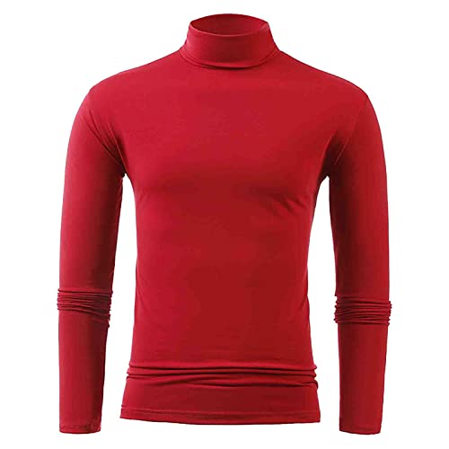 Herren Rollkragenshirt Langarm,Herren Longsleeve Rollkragenpullover Regular Fit Langarmshirts Rollkragen Pullover Baumwolle Sweatshirt Elastisch Einfarbig von Generisch