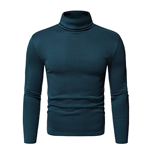 Herren Rollkragenshirt Slim Fit Rollkragenpullover Langarmshirt Longsleeve T-Shirt Rolli Langarm Einfarbig Basic von Generisch