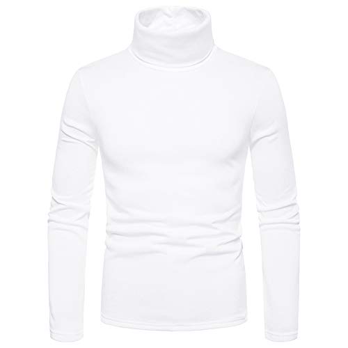 Herren Rollkragenshirt Slim Fit Rollkragenpullover Langarmshirt Longsleeve T-Shirt Rolli Langarm Einfarbig Basic von Generisch
