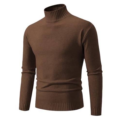 Herren Rollkragenshirt Slim Fit Rollkragenpullover Langarmshirt Longsleeve T-Shirt Rolli Langarm Einfarbig Basic von Generisch