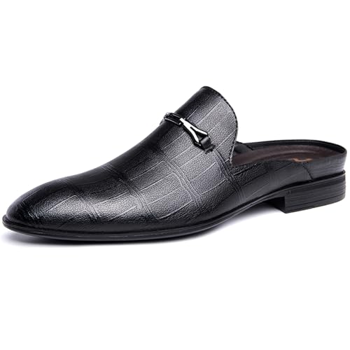 Herren Rückenfreie Loafers Schwarz Echtes Leder Pantoletten Hausschuhe Slip on Schuhe, schwarz 2, 42.5 EU Herren Rückenfreie Loafers Schwarz Echtes Leder Pantoletten Hausschuhe Slip on Schuhe, schwarz 2, 42.5 EU von Generisch