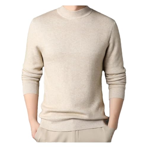Herren Rundhals-Ausschnitt Casual Strickpullover Pullover Übergröße Strickpullover Warm Pullover, beige, 4XL von Generisch