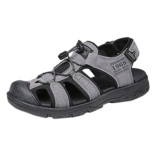 Herren-Sandalen, modisch, geschlossene Zehen, flache Sandalen, Waten, Sport-Sandalen, Dusch-Sandalen für Herren, grau, 40 EU von Generisch