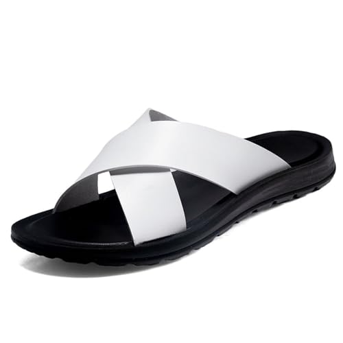 Herren-Sandalen, offener Zehenbereich, bequem, Slipper, Sommer, leicht, rutschfest, weich, lässig, Strandsandalen, weiß, 45 EU Herren-Sandalen, offener Zehenbereich, bequem, Slipper, Sommer, leicht, rutschfest, weich, lässig, Strandsandalen, weiß, 45 EU von Generisch