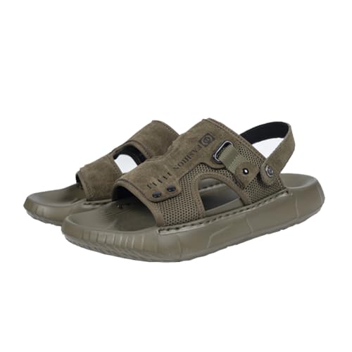 Herren Sandalen Leder dicke Sohle Dual Use Schuhe atmungsaktive und rutschfeste weiche Sohle Strandschuhe (Grün,42) von Generisch