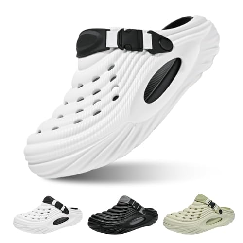 Herren Sandalen Sommer Atmungsaktiv Trekking Sandalen Mit Fußbett Leichte Garten Schuhe Für Outdoor Und Freizeit (White, Erwachsene, 44, Numerisch, EU Schuhgrößensystem, M) von Generisch