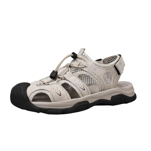 Herren Sandalen mit weicher Ledersohle Anti Rutsch und Anti Kollision Strandschuhe in großen Größen Casual und Sport Outdoor Sandalen (weiß,41) von Generisch