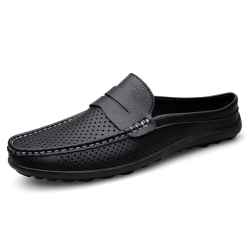 Herren-Schlupfpantoletten, Leder, Slipper, Clog, lässig, rückenfrei, flache Loafers, Anzugschuhe für Spaziergänge, Hochzeit, Schwarz , 45 1/3 EU Herren-Schlupfpantoletten, Leder, Slipper, Clog, lässig, rückenfrei, flache Loafers, Anzugschuhe für Spaziergänge, Hochzeit, Schwarz , 45 1/3 EU von Generisch