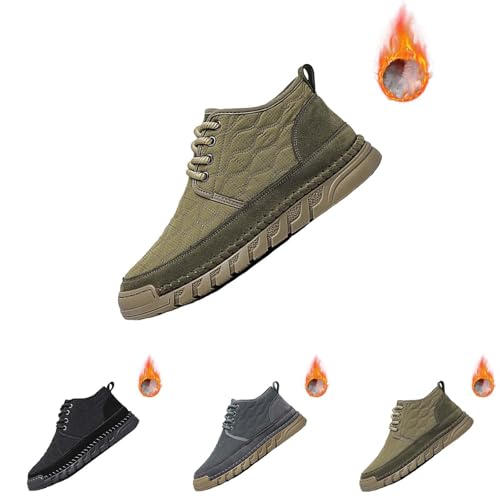 Herren Schneestiefel Gefüttert, Herren Winterstiefel Warm Schneeschuhe Flache Wanderschuhe Thermo Freizeitschuhe rutschfeste Bootsschuhe Casual Schnürstiefel Vegan Trekkingschuhe Outdoor Herbstschuhe von Generisch