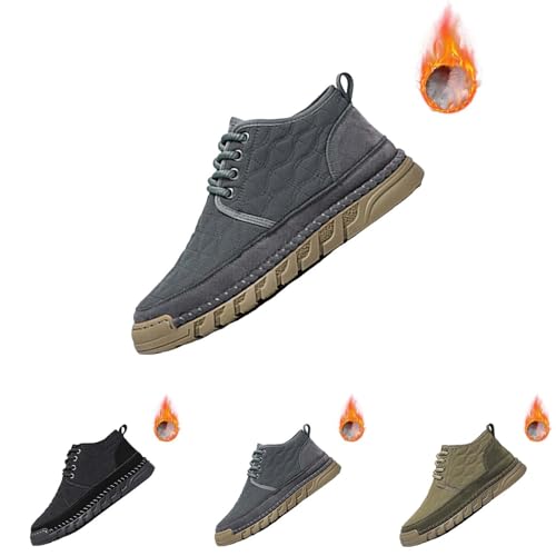 Herren Schneestiefel Gefüttert, Herren Winterstiefel Warm Schneeschuhe Flache Wanderschuhe Thermo Freizeitschuhe rutschfeste Bootsschuhe Casual Schnürstiefel Vegan Trekkingschuhe Outdoor Herbstschuhe von Generisch