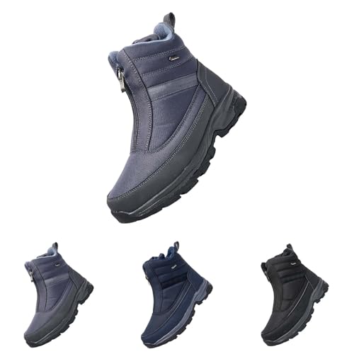 Herren Schneestiefel Gefüttert, Winter Schuhe Herren Warm Schneeschuhe Mit Reißverschluss Snowboots Ohne Schnürsenkel Bootsschuhe wasserdichte Wanderschuhe Warme Winterschuhe Thermo Winterstiefel von Generisch