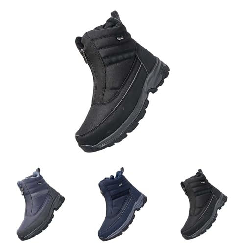 Herren Schneestiefel Gefüttert, Winter Schuhe Herren Warm Schneeschuhe Mit Reißverschluss Snowboots Ohne Schnürsenkel Bootsschuhe wasserdichte Wanderschuhe Warme Winterschuhe Thermo Winterstiefel von Generisch