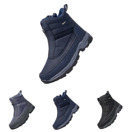 Herren Schneestiefel Gefüttert, Winter Schuhe Herren Warm Schneeschuhe Mit Reißverschluss Snowboots Ohne Schnürsenkel Bootsschuhe wasserdichte Wanderschuhe Warme Winterschuhe Thermo Winterstiefel von Generisch