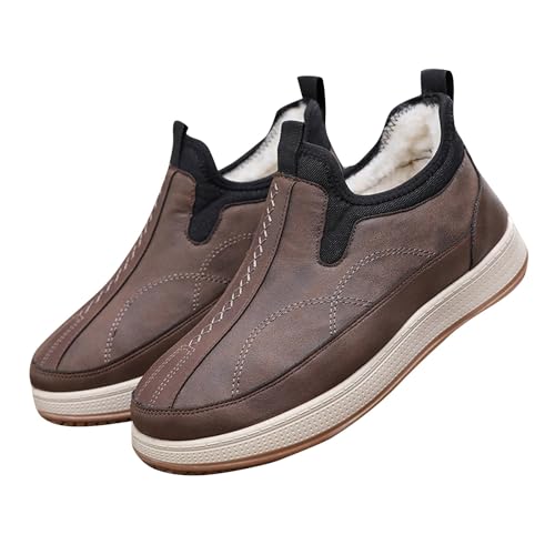 Herren Schneestiefel Gefüttert Winterboots Wasserabweisend Winterschuhe Baumwolle Schneeschuhe Thermal Wollstiefel Rutschfest Winterstiefel Flacher Sohle Snowboots Bequem Schlupfstiefel von Generisch