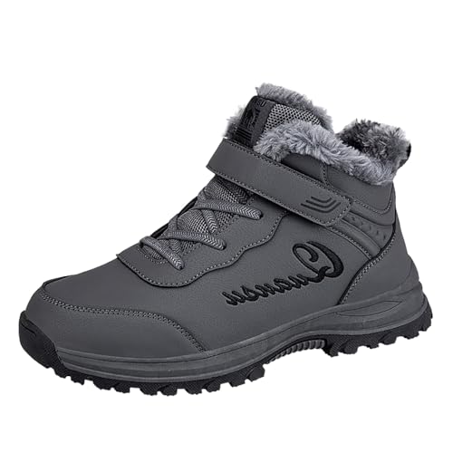 Herren Schneestiefel Warm rutschfest Outdoor Winter Boots Thermische Plüsch Schuhe Große Größe Baumwolle Wanderschuhe für Herren (Dark Gray, 44) von Generisch