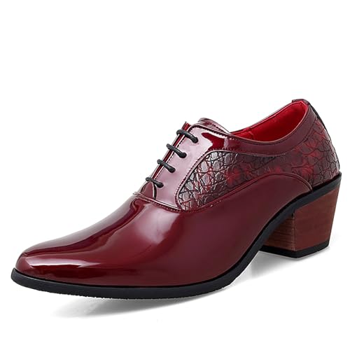 Herren-Schuhe, modisch, Business-Schuhe, spitzer Zehenbereich, Absatz, High Heels, florales Lackleder, Schnürschuh, Derby, Oxford-Schuh, Schwarz, Rot, Weiß, rot, 40 2/3 EU Herren-Schuhe, modisch, Business-Schuhe, spitzer Zehenbereich, Absatz, High Heels, florales Lackleder, Schnürschuh, Derby, Oxford-Schuh, Schwarz, Rot, Weiß, rot, 40 2/3 EU von Generisch