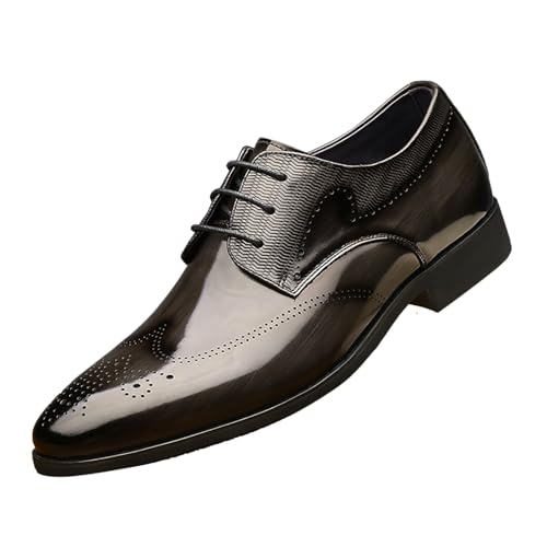 Herren Schuhe Blau Atmungsaktive, Bequeme Business-Schnürschuhe für Herren im modischen Stil, für Arbeit, Freizeit, einfarbige Lederschuhe Herren Schuhe Schwarz Business (Grey, 41) von Generisch