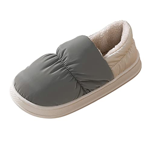 Herren Schuhe Business Herren Hausschuhe Winter Indoor Fashion Bequemer Samt Warm Dicker Boden Schwarze Schuhe Herren Neues Modell (Grey, 45) von Generisch