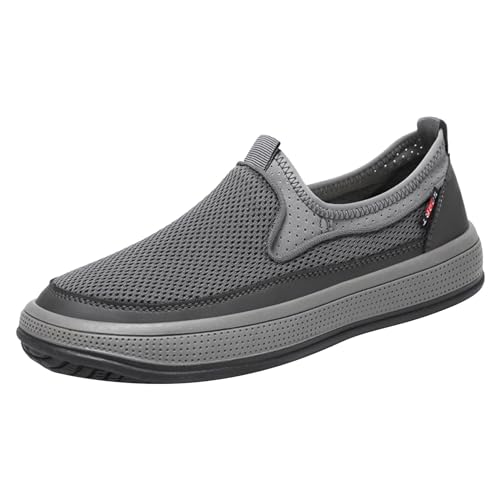 Herren Schuhe en Modische Herren-Sportschuhe für Frühjahr und Sommer, Flache Unterseite, leichtes, atmungsaktives Mesh, zum Reinschlüpfen, bequem, einfarbig, einfach. Eigenschaften: Schuhe (Grey, 41) von Generisch