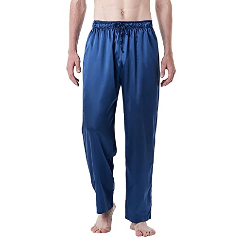 Herren-Seidenhose: einfarbige Pyjamahose aus Seide, Freizeithose für Herren, elastische Pyjamahose, superweich, Loungewear-Hose mit Taschen, Loungewear-Hose für Herren, navy, 56 Herren-Seidenhose: einfarbige Pyjamahose aus Seide, Freizeithose für Herren, elastische Pyjamahose, superweich, Loungewear-Hose mit Taschen, Loungewear-Hose für Herren, navy, 56 von Generisch