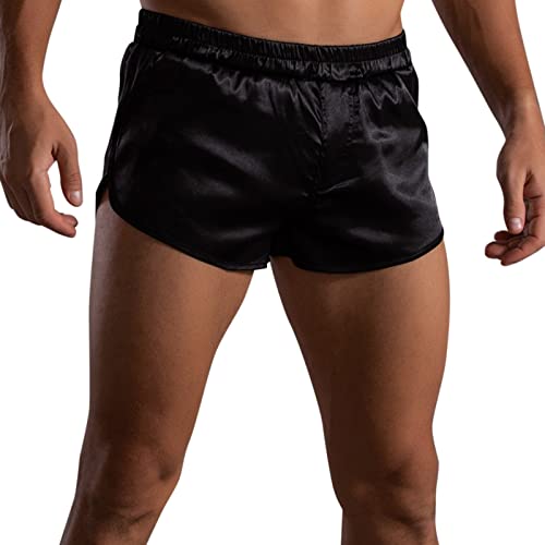 Herren-Shorts aus Satin-Seide, 7,6 cm Schrittlänge, Schlaf-, Lounge-Shorts, Schlafanzug-Shorts, elastischer Bund, locker, schnell trocknend, Sport-Laufshorts, Schwarz , M Herren-Shorts aus Satin-Seide, 7,6 cm Schrittlänge, Schlaf-, Lounge-Shorts, Schlafanzug-Shorts, elastischer Bund, locker, schnell trocknend, Sport-Laufshorts, Schwarz , M von Generisch