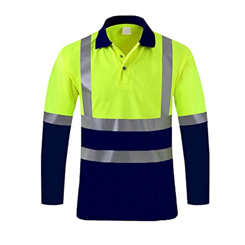 Herren Sicherheits Arbeitshemden Reflektierende Klebeband Konstruktion Signalshirt Hi-Viz Arbeitskleidung Langarm T-Shirt für Unisex Hochsichtbares Schnelltrocknend Leichte Luftige Tops von Generisch