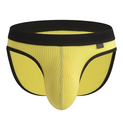 Herren Slip Mit Großem Beutel Unterhose Mit Hoden Beutel Sommer Trunk Bulge Enhancing Pouch Baumwolle Atmungsaktive Slips Weiche String Sexy Unterwäsche Stretch Gelb Unterhosen männer von Generisch