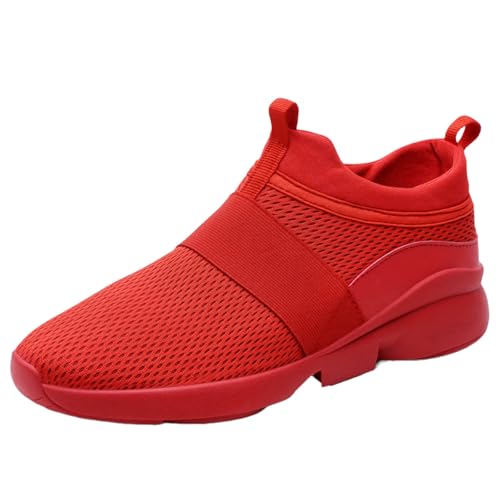 Herren Slip On Sneaker mit Gummiband, Leichte Atmungsaktive Wanderschuhe mit Mesh-Obermaterial, Stoßdämpfende Sohle, Weiche Innensohle, Kein Spitzendesign, Flexible Passform, Gepolsterter von Generisch