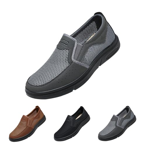 Herren Slip On Sneakers Mesh Atmungsaktiv Sportschuhe Herren Flache Sohle Loafers Schuhe Mit Erhöhung Halbschuhe Ohne Schnürsenkel Joggingschuhe Leicht Freizeitschuhe Gedämpft Turnschuhe Weiten von Generisch