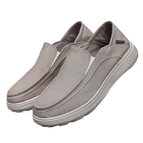 Herren-Slipper aus Segeltuch, leicht, lässig, orthopädisch, bequem, Bootsschuhe, Outdoor, Wandern, Fahren, khaki, 46 EU von Generisch