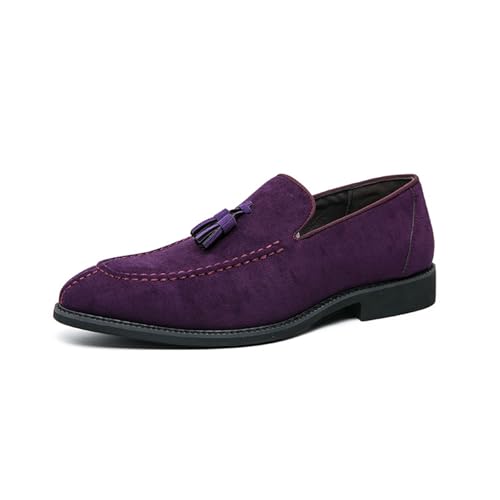 Herren-Slipper aus Wildleder, Quasten, modisch, formell, Business, Kleid, Party, Loafers für Herren, violett, 42 2/3 EU von Generisch