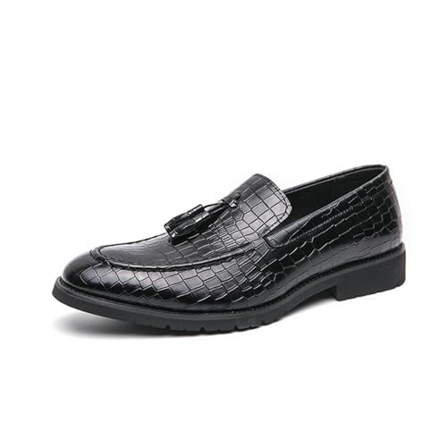 Herren-Slipper mit Quasten, modisch, niedriger Blockabsatz, Smoking-Hausschuhe, Jäten, Party, Abschlussball, Kleid für Herren, Schwarz , 38 2/3 EU von Generisch