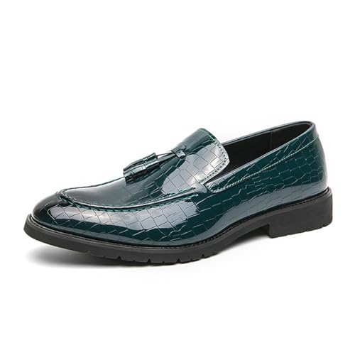 Herren-Slipper mit Quasten, modisch, niedriger Blockabsatz, Smoking-Hausschuhe, Jäten, Party, Abschlussball, Kleid für Herren, grün, 39 1/3 EU von Generisch