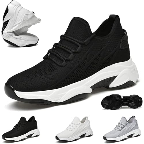 Herren-Sneaker, 7,6 cm, versteckte Höhe, höhenerhöhende Schuhe, versteckter Aufzug, atmungsaktiv, Netzstoff, athletisch, Freizeitschuhe für Herren, 2 4 Schwarz, 46 EU Herren-Sneaker, 7,6 cm, versteckte Höhe, höhenerhöhende Schuhe, versteckter Aufzug, atmungsaktiv, Netzstoff, athletisch, Freizeitschuhe für Herren, 2 4 Schwarz, 46 EU von Generisch