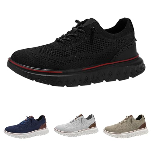 Herren Sneaker Laufschuhe Sportschuhe Tennisschuhe Bequem Walkingschuhe Gestrickter Stoff Schnürhalbschuhe Atmungsaktives Obermaterial Memory Foam Insole Leichte Außensohle von Generisch