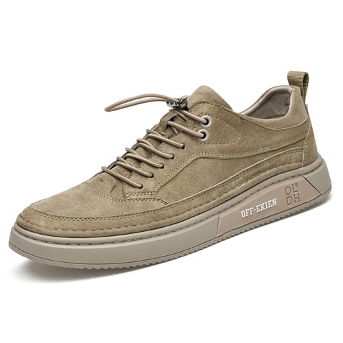 Herren-Sneaker aus echtem Leder, zum Reinschlüpfen, atmungsaktiv, Kleid, khaki, 42.5 EU Herren-Sneaker aus echtem Leder, zum Reinschlüpfen, atmungsaktiv, Kleid, khaki, 42.5 EU von Generisch
