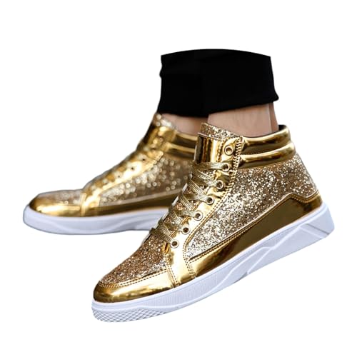 Herren Sneakers High-Top Sneaker Mode Turnschuhe Outdoor Fitnessschuhe Walking Schuhe Skateboardschuhe Männer rutschfest Atmungsaktiv Glitzer Leichtgewichts Trendy Casual Turnschuhe von Generisch