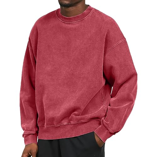 Herren Solid Color Sweatshirt, Casual Rundhals Pullover für Männer, Bequemer Langarmpullover, Minimalistisches Design Sweatshirt, Sweatshirt für tägliches Tragen, Leichtes Sweatshirt mit Herren Solid Color Sweatshirt, Casual Rundhals Pullover für Männer, Bequemer Langarmpullover, Minimalistisches Design Sweatshirt, Sweatshirt für tägliches Tragen, Leichtes Sweatshirt mit von Generisch