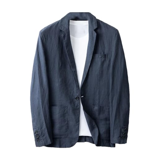Herren Sommer Dünner Leinenblazer BUKiness Casual Blazer, marineblau, XXXL von Generisch