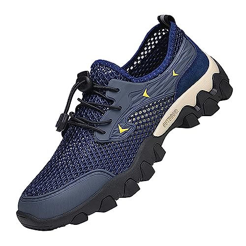 Herren Sommer Mesh Atmungsaktive Wanderschuhe Bequeme Outdoor Reise Trekkingschuhe & Turnschuhe Mode Casual Sportschuhe Slip On Freizeitschuhe Runde Zehen Running Westernschuhe von Generisch