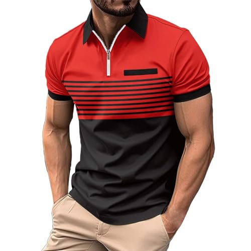 Herren Sommer T-Shirt Polo Kragen Slim Fit Baumwolle-Anteil Basic schwarzes Männer Poloshirts Poloshirt Herren Mit Brusttasche Herren Hemd Kurzarm Weiß von Generisch
