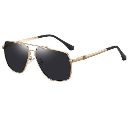 Herren Sonnenbrille UV400 Trend Sonnenbrille Metall Polygon Brillenrahmen Strand Fahren Angeln Reisen Schatten Brillen, Goldgrau, Einheitsgröße Herren Sonnenbrille UV400 Trend Sonnenbrille Metall Polygon Brillenrahmen Strand Fahren Angeln Reisen Schatten Brillen, Goldgrau, Einheitsgröße von Generisch