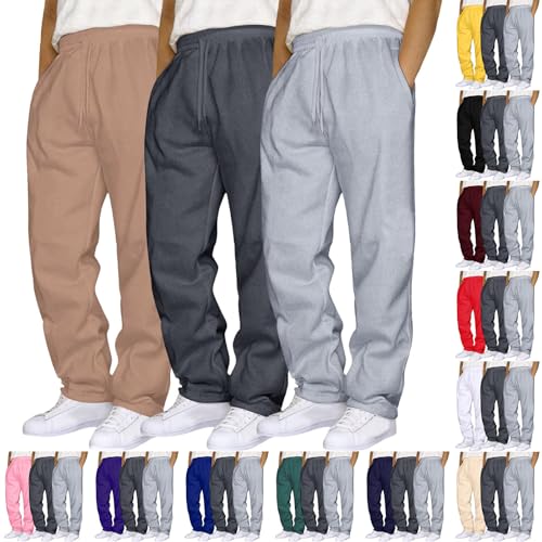 Herren Sporthose Sweatpants Laufhose Outdoorhose,3er Pack/2er Pack Herren Jogginghose Trainingshose Baggy Lang Freizeithose Y2K Sweatpants mit Elastischem Bund & Seitentaschen Outdoor Schwarz XL von Generisch