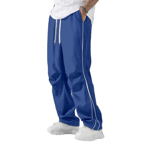 Herren Sporthose mit Seitenstreifen Trainingshose Lang Sommerhose Baggy Jogginghos Herren Teenager Mode Y2k Streetwear Weites Bein Elastische Taille Outdoor Hosen Offener Beinabschluss Freizeithosen von Generisch