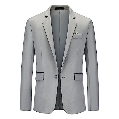 Herren Sportlich Freizeit Blazer Business Sakko Anzugjacke 1 Knöpfe Einfarbig Regular Fit Herren Blazer Sportlich Modern Anzug Herren Blau Kariert Blazer Herren Regular Fit von Generisch