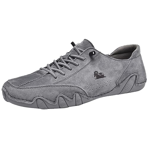 Herren-Sportschuhe, Leder, stilvolle und sportliche Sneaker, Freizeitschuhe, Sneaker-Einlegesohlen, Memory-Schaum, grau, 38 2/3 EU von Generisch