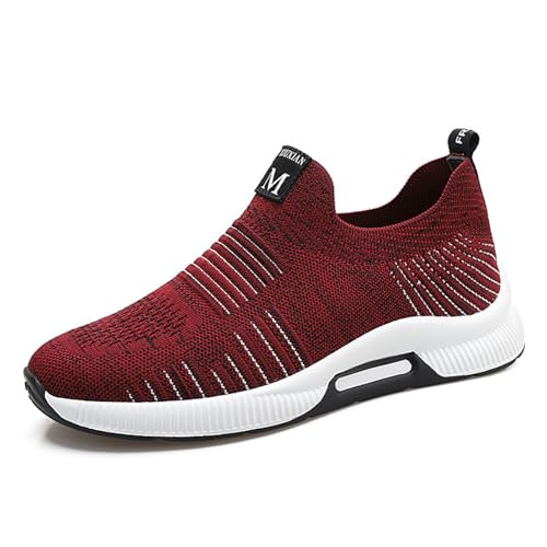 Herren Sportschuhe Laufschuhe Herrensneaker Aus Leder Im Vintage-Stil – Atmungsaktiv Turnschuhe Herren Sicherheitsschuhe Slip on Sneaker Schnürsenkel Ohne Binden Sportschuhe von Generisch