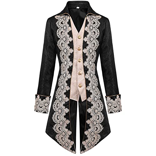 Herren Steampunk Frack Mantel Weste Glitzer Weste Herren Damen Kostüme Mittelalter Bluse Zweireihig Gilet Männer Slim Weste Gotisch Steampunk Mittelalter Mittelalter Gehrock Jacke von Generisch